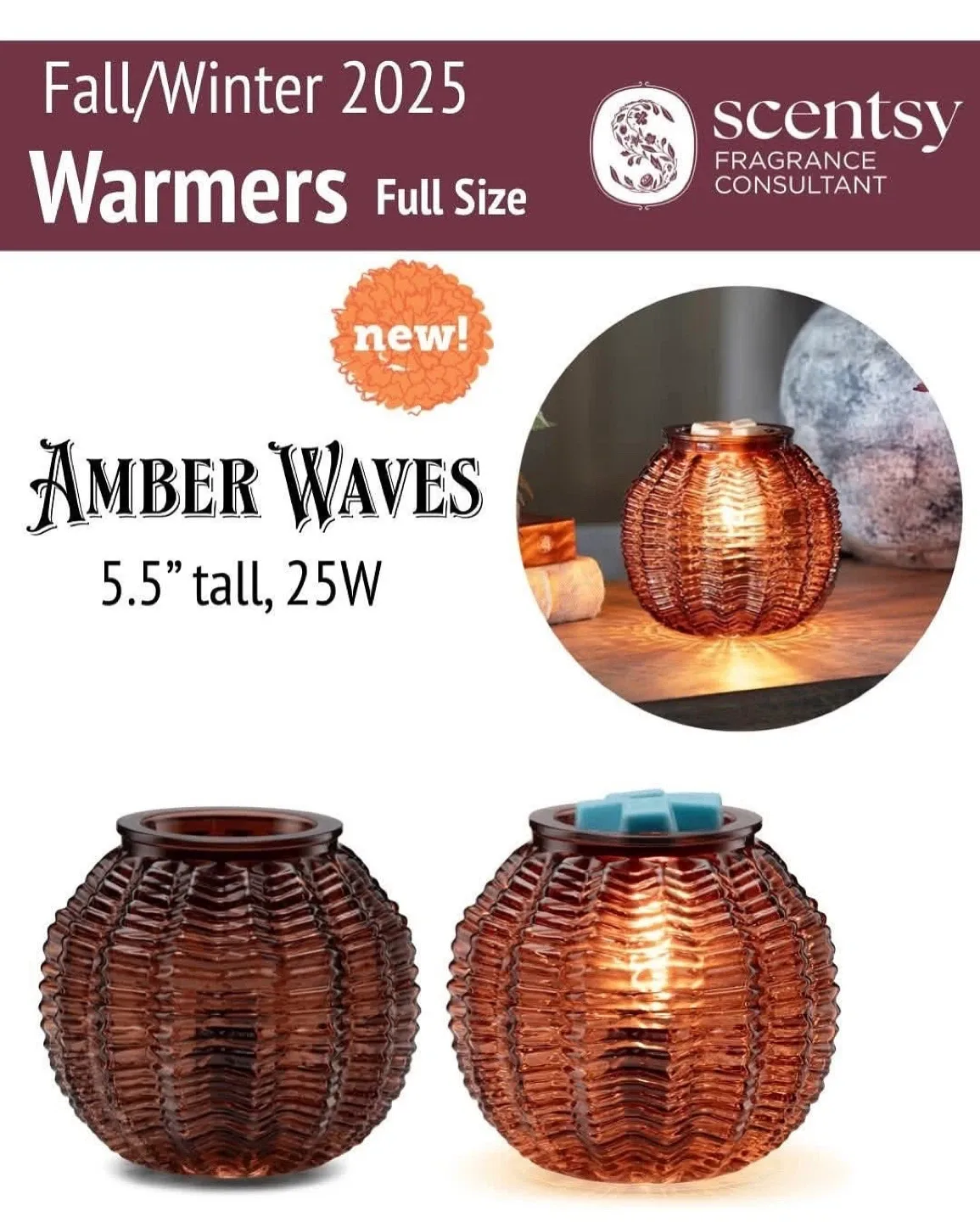 Scentsy Amber Waves Warmer! thumbnail