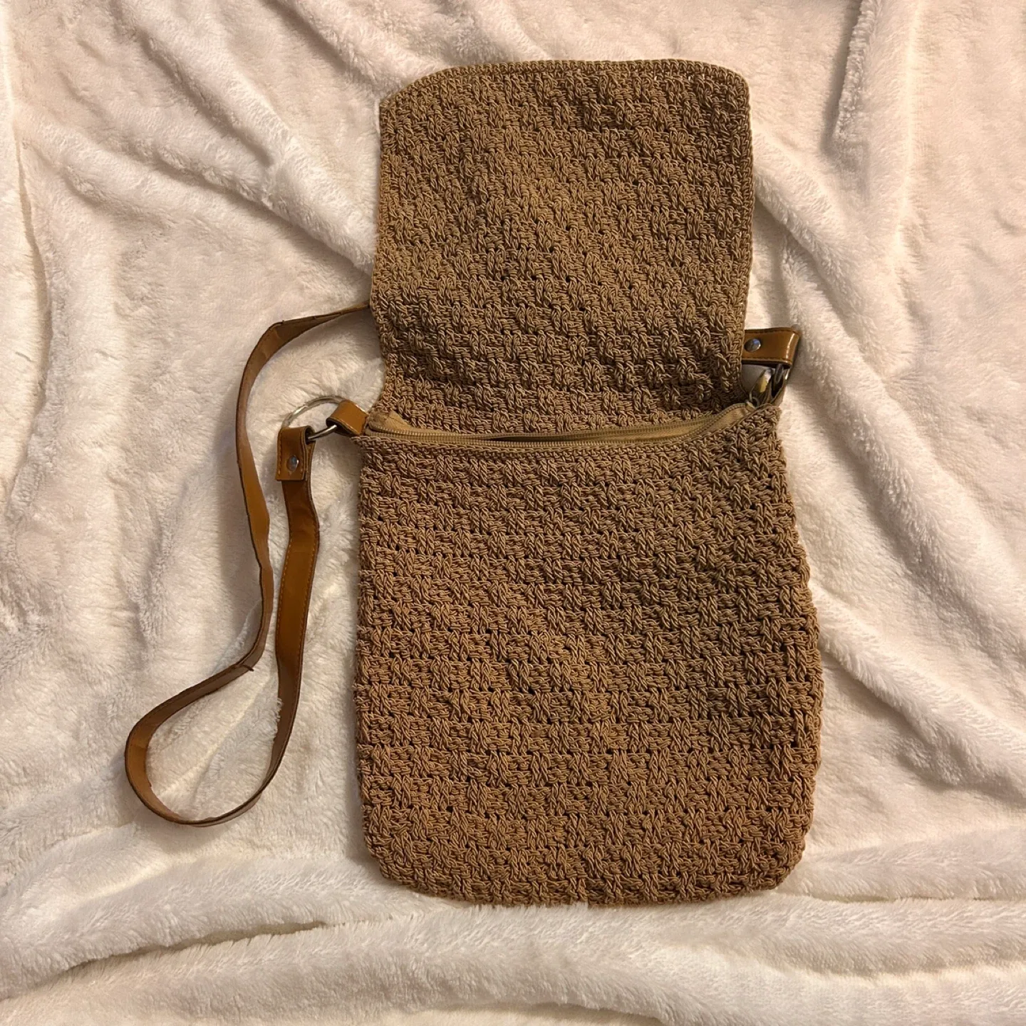 Brown Woven Crochet Shoulder Bag image indicator(2)