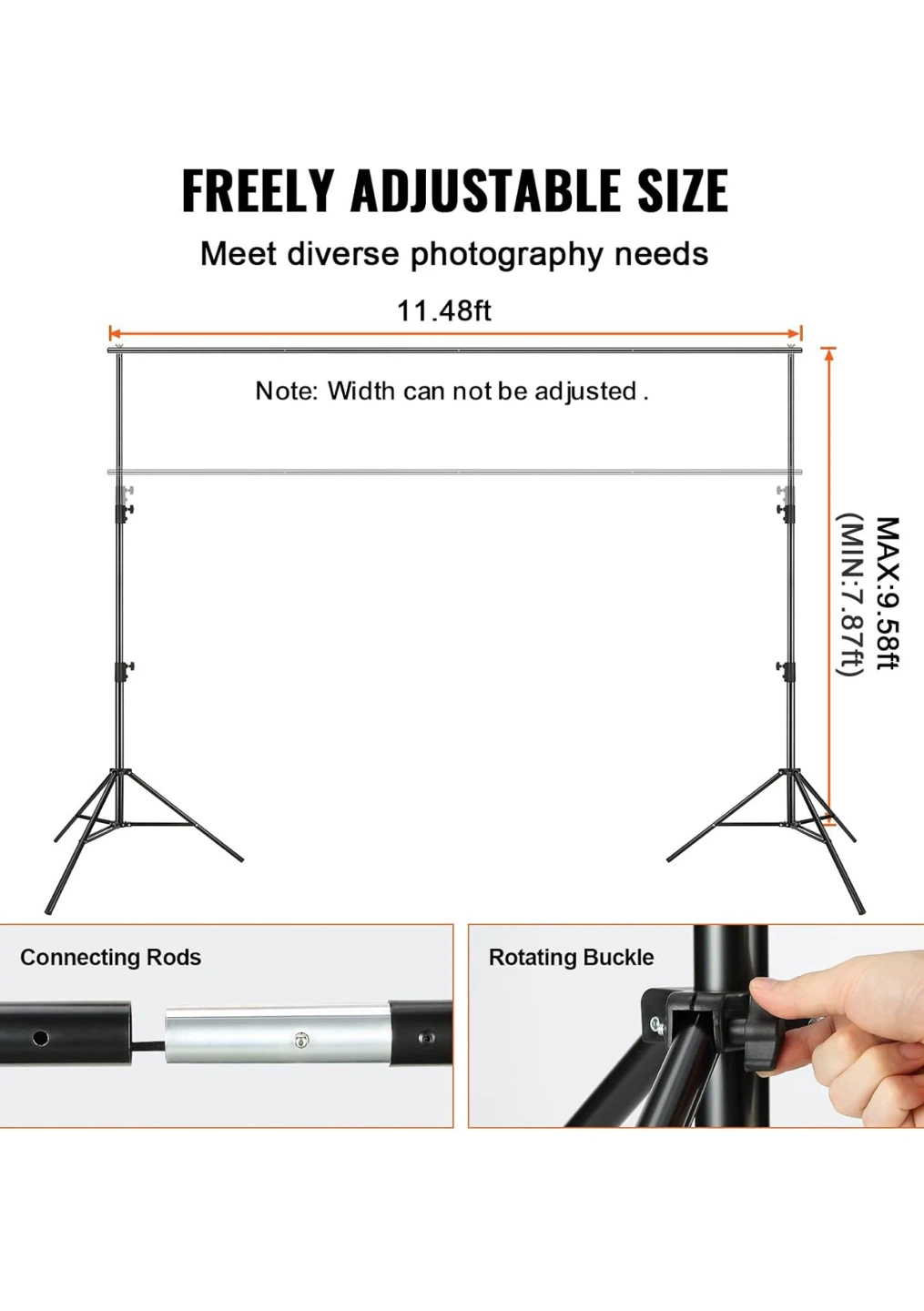 VEVOR 12 x 10 ft Heavy Duty Backdrop Stand - photo 3