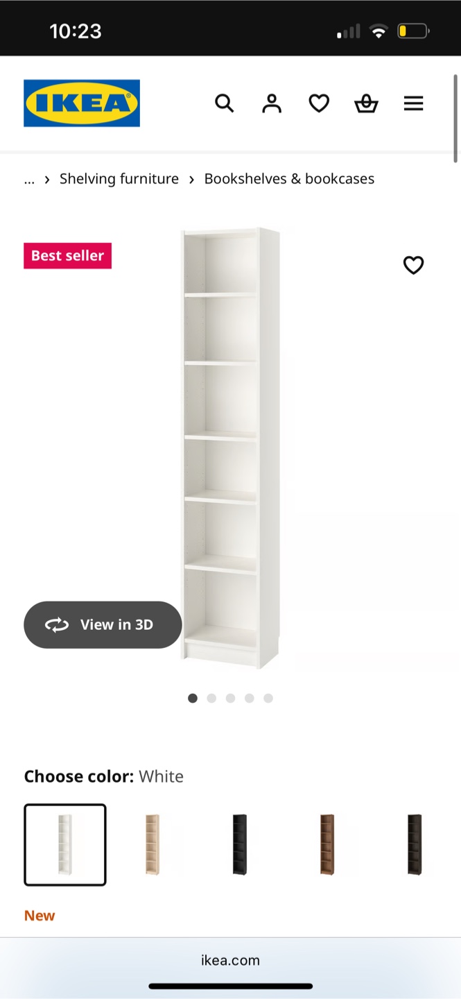 IKEA Billy White Bookcase 15 3/4x11x79 1/2"