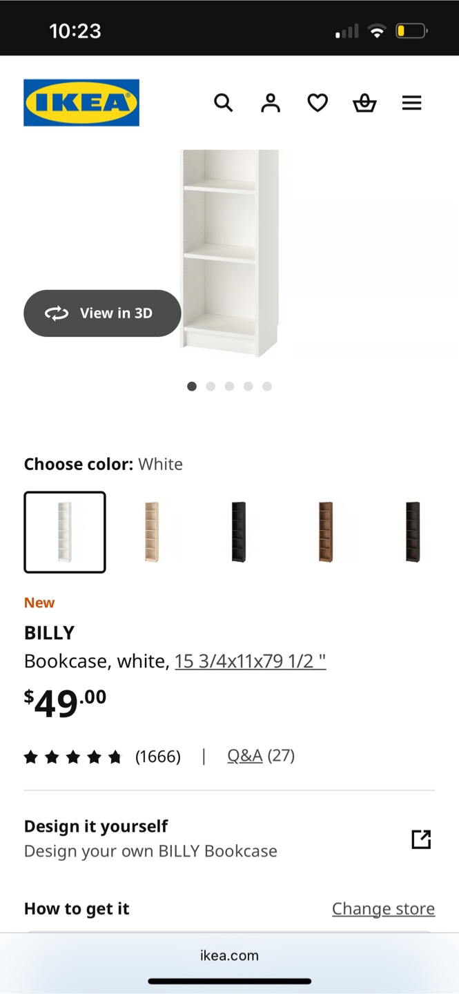 IKEA Billy White Bookcase 15 3/4x11x79 1/2" - photo 2