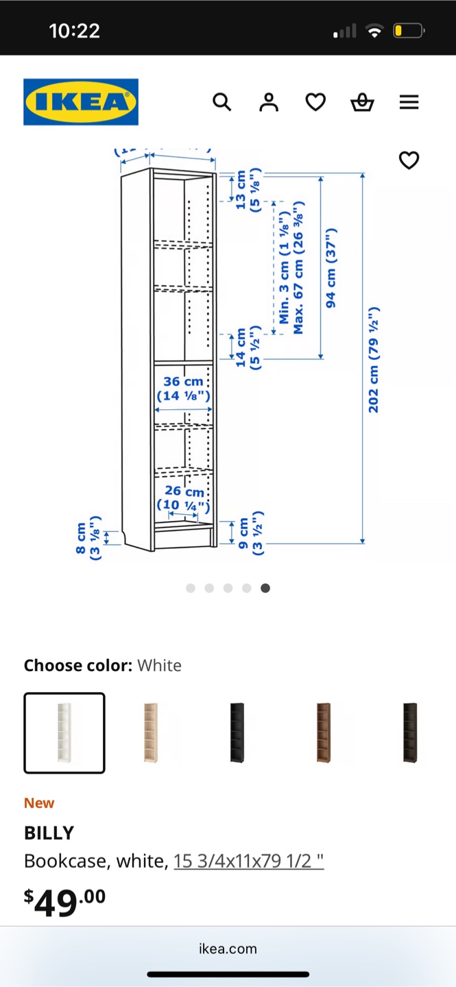 IKEA Billy White Bookcase 15 3/4x11x79 1/2" - photo 3