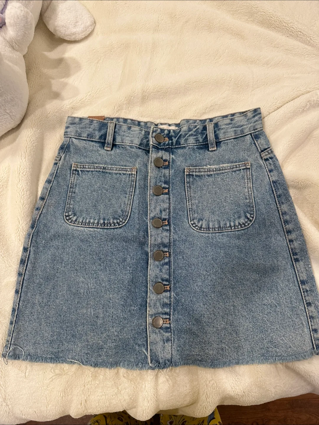 Denim Button-Front Mini Skirt thumbnail