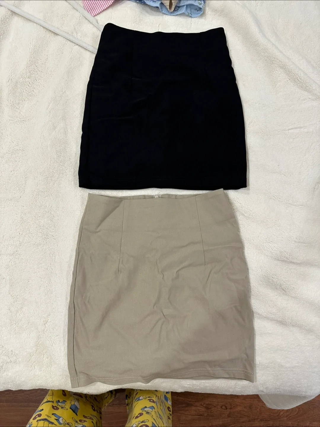 Two Mini Skirts - Black and Beige Skort thumbnail