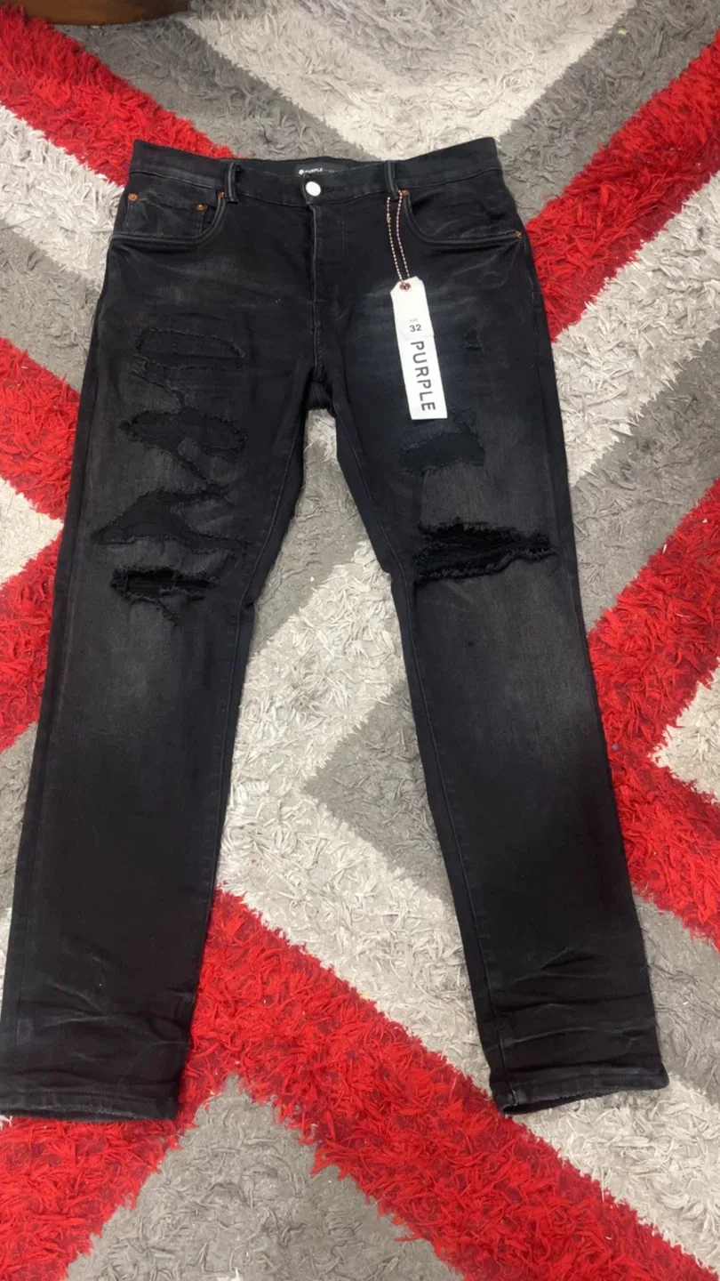 Purple Brand Black Distressed Jeans - Size 32 thumbnail