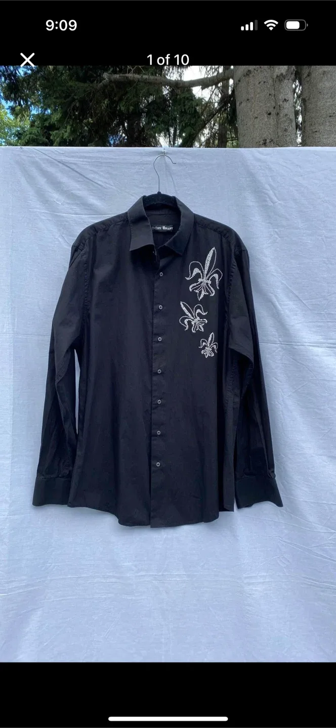 Vintage Silver Dagger Dress Shirt With Rhinestones thumbnail