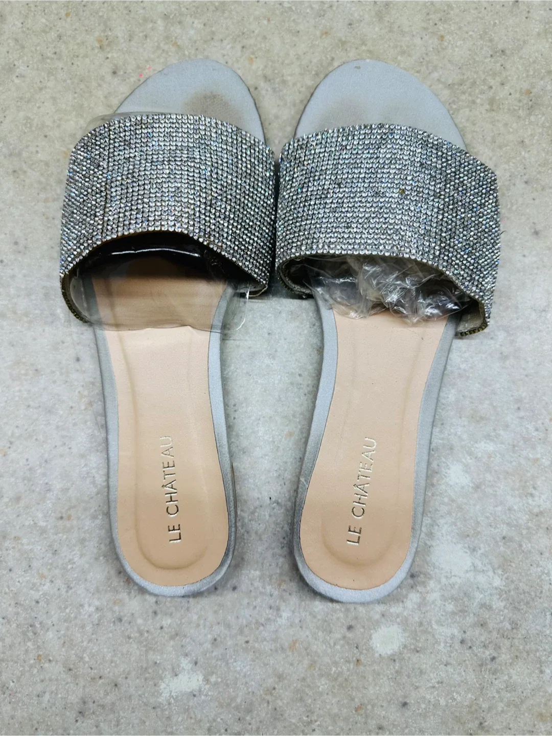 Le Chateau Silver Diamante Slides - Size 6 image indicator(5)