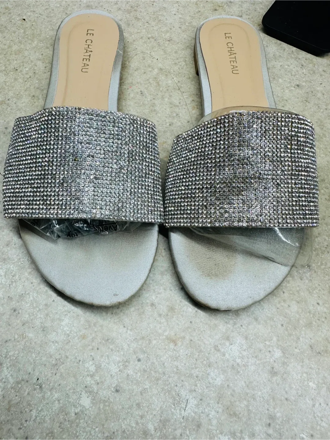 Le Chateau Silver Diamante Slides - Size 6 image indicator(3)