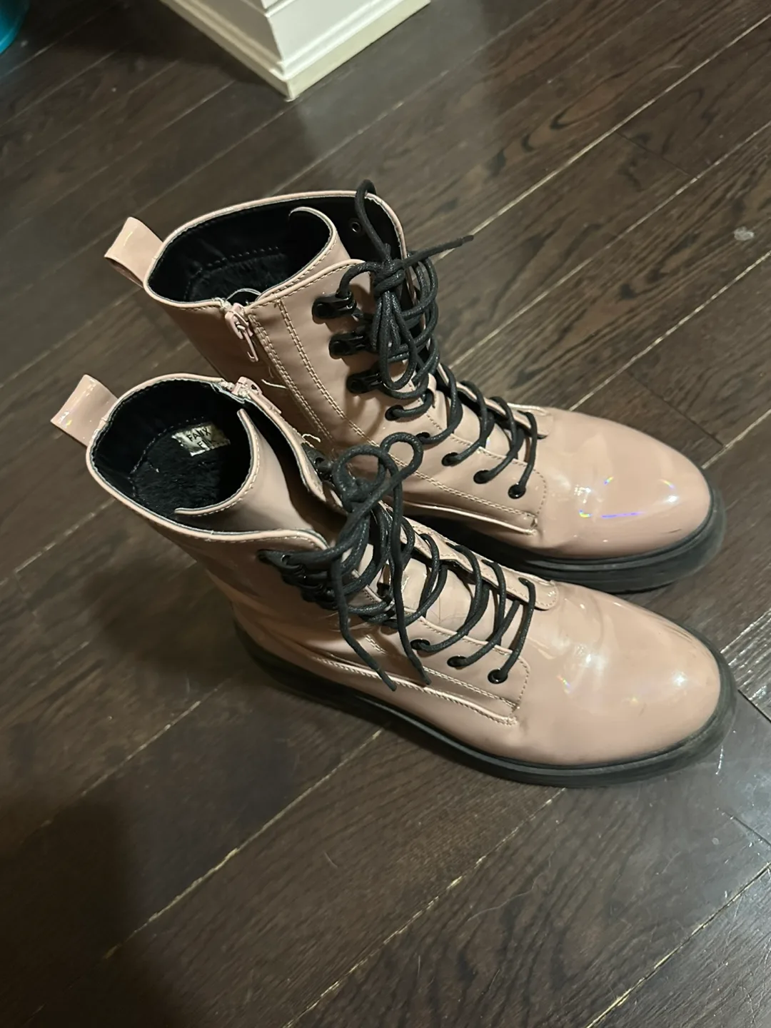 Call it spring Pink Patent Combat Boots thumbnail
