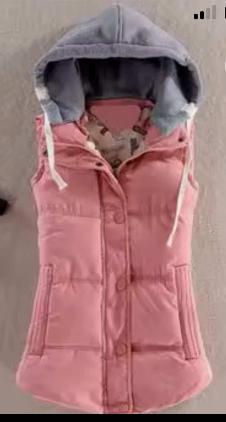 Pink Puffer Vest with Hood