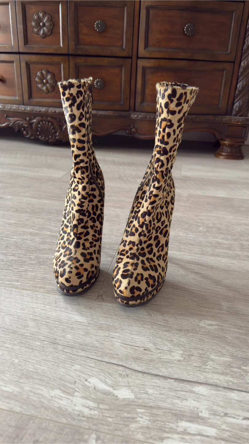 Leopard Print High Heel Ankle Boots, size 7.5 - photo 3