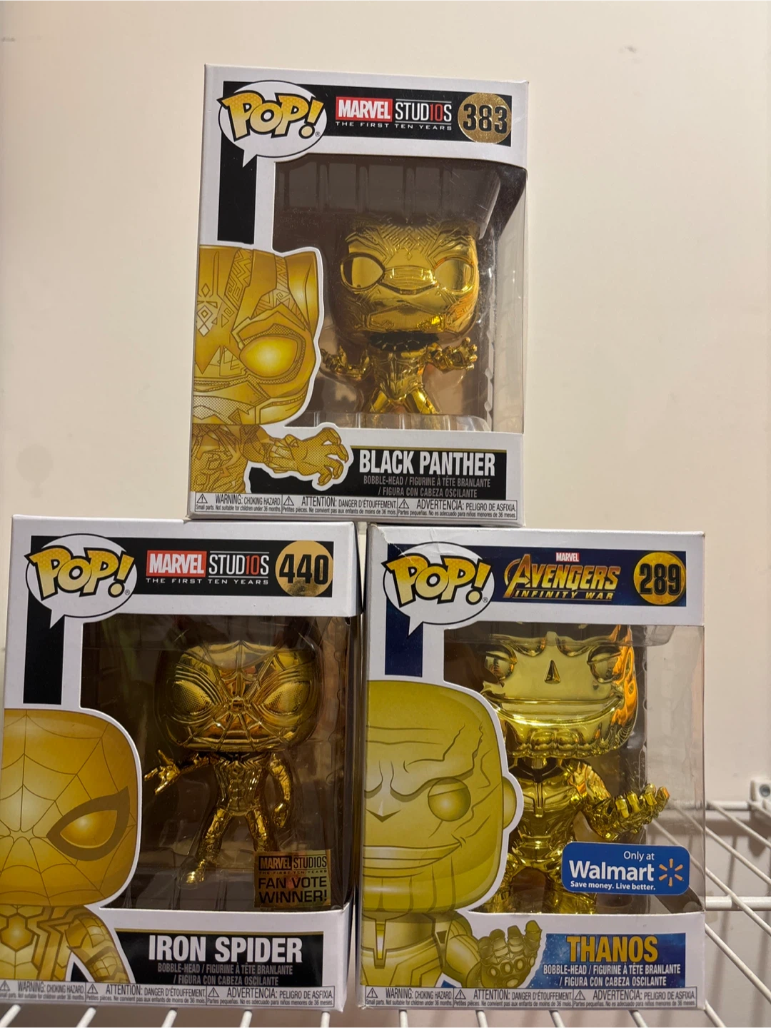 Funko Pop Marvel Gold Chrome Black Panther Thanos Iron Spider