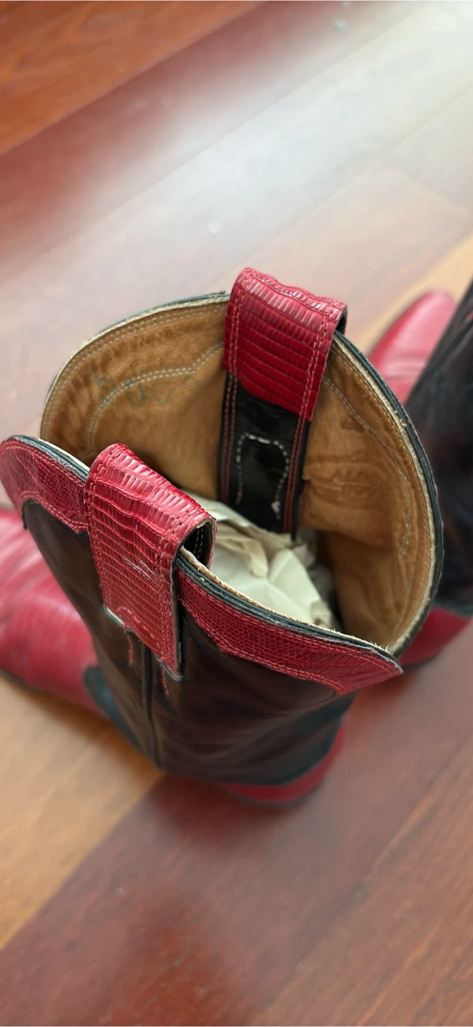 Red Lizard & Black Kangaroo Cowboy Boots - photo 5