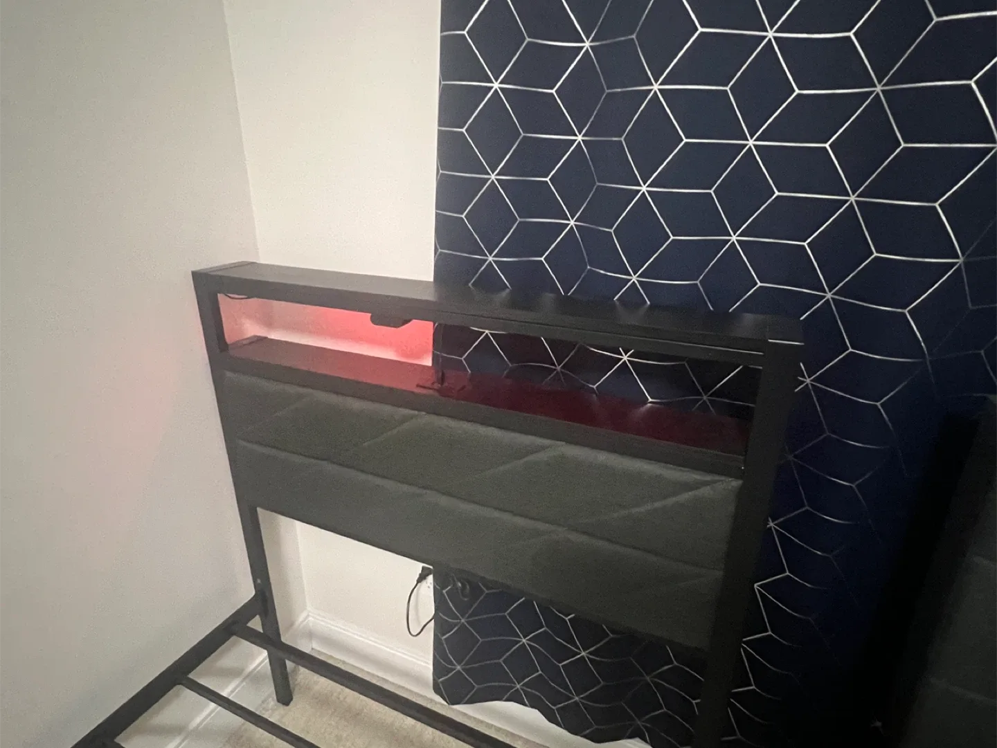 Twin Bed Frame with LED Headboard - Dark Grey image indicator(3)