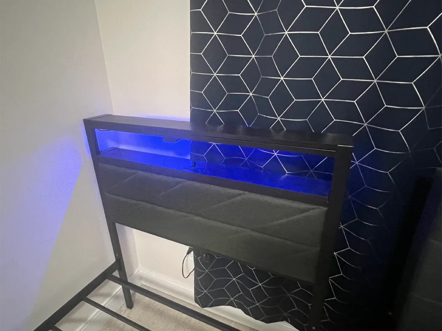 Twin Bed Frame with LED Headboard - Dark Grey image indicator(2)