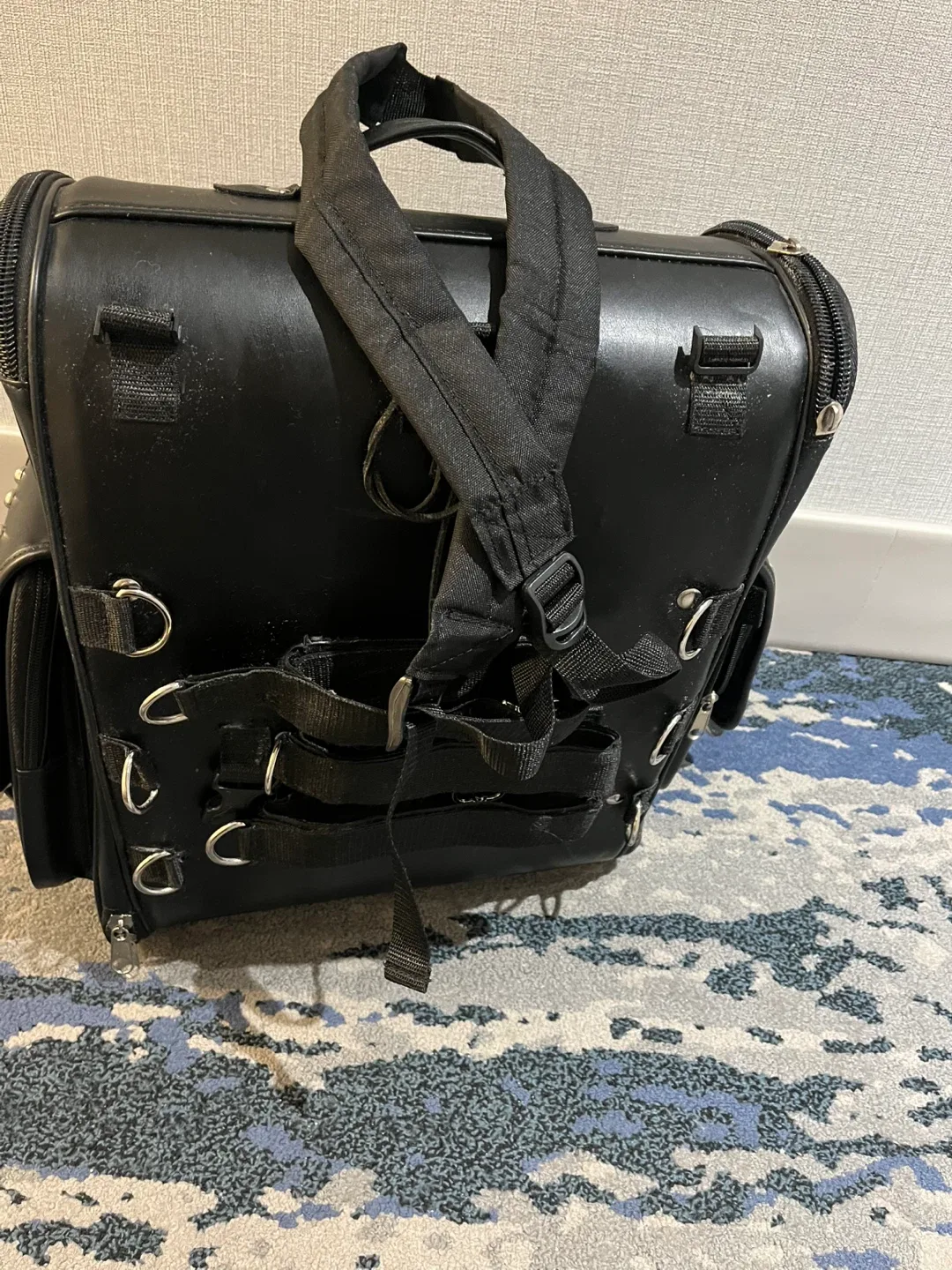 Black Studded Leather Backpack image indicator(4)