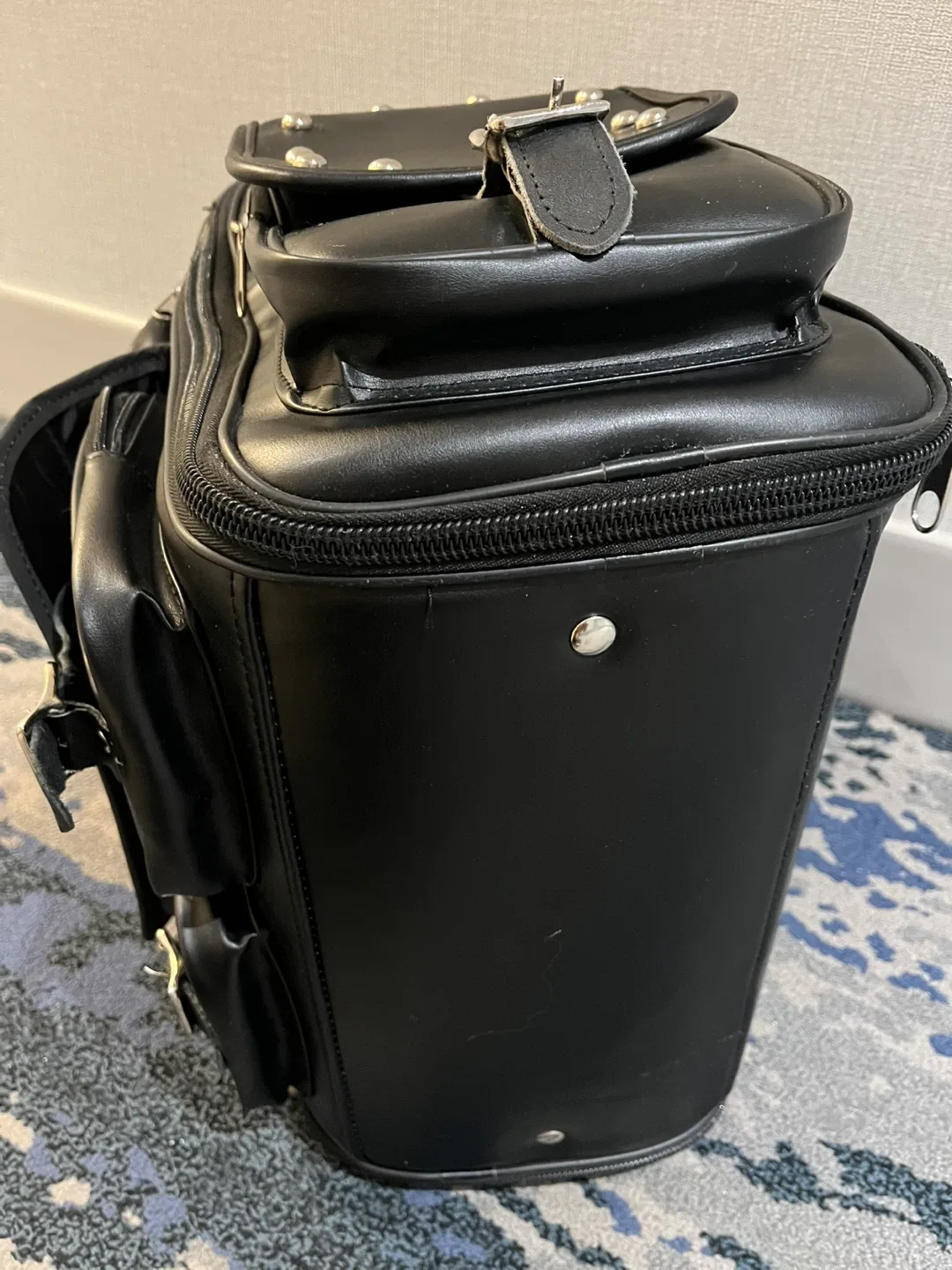 Black Studded Leather Backpack image indicator(10)