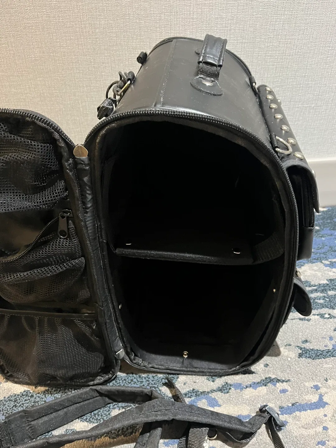 Black Studded Leather Backpack image indicator(9)