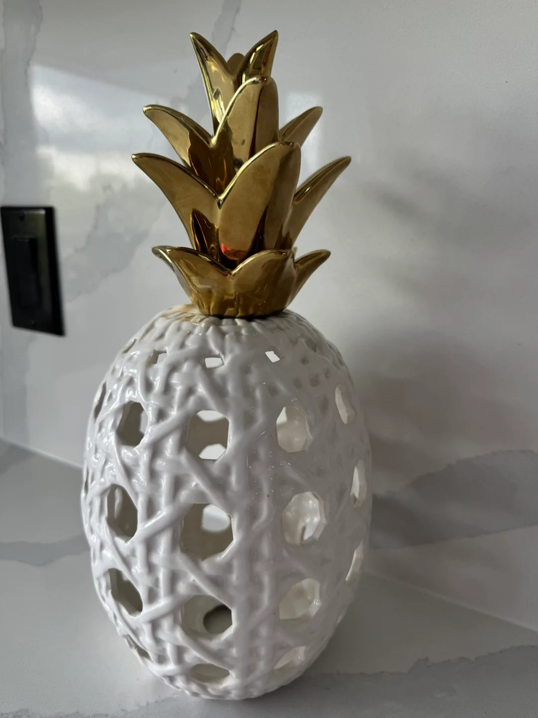 Decorative White Pineapple with Gold Top image indicator(2)