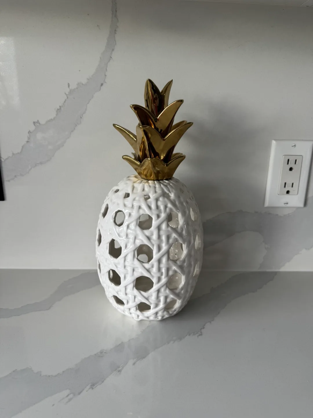 Decorative White Pineapple with Gold Top image indicator(4)