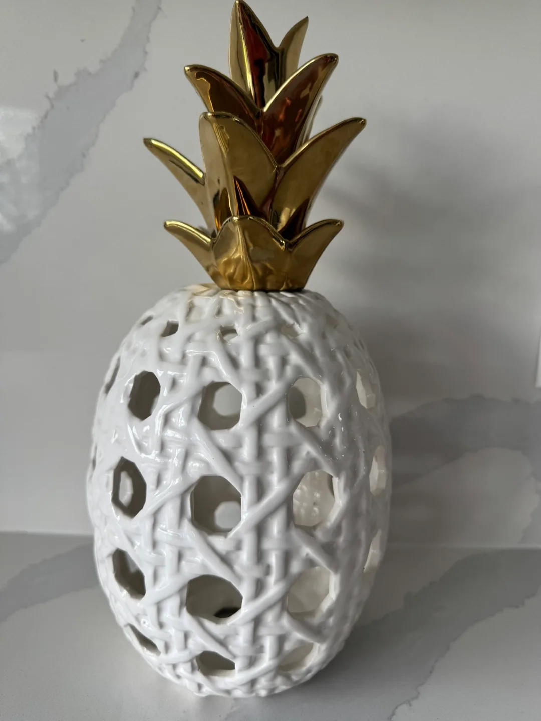Decorative White Pineapple with Gold Top image indicator(3)