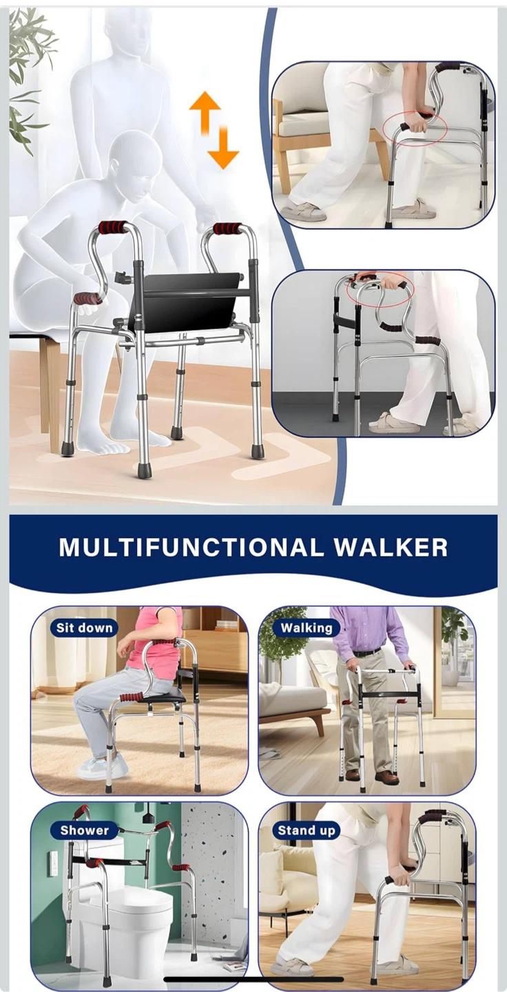 Foldable Walker for Seniors, Adjustable Height - photo 4