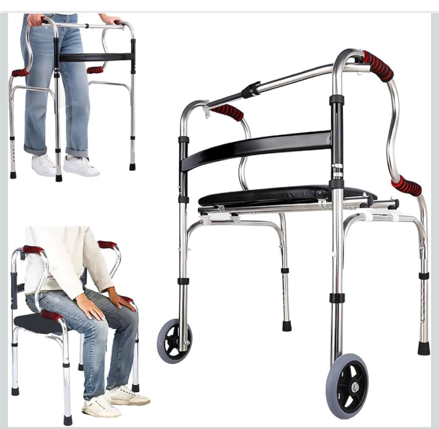 Foldable Walker for Seniors, Adjustable Height