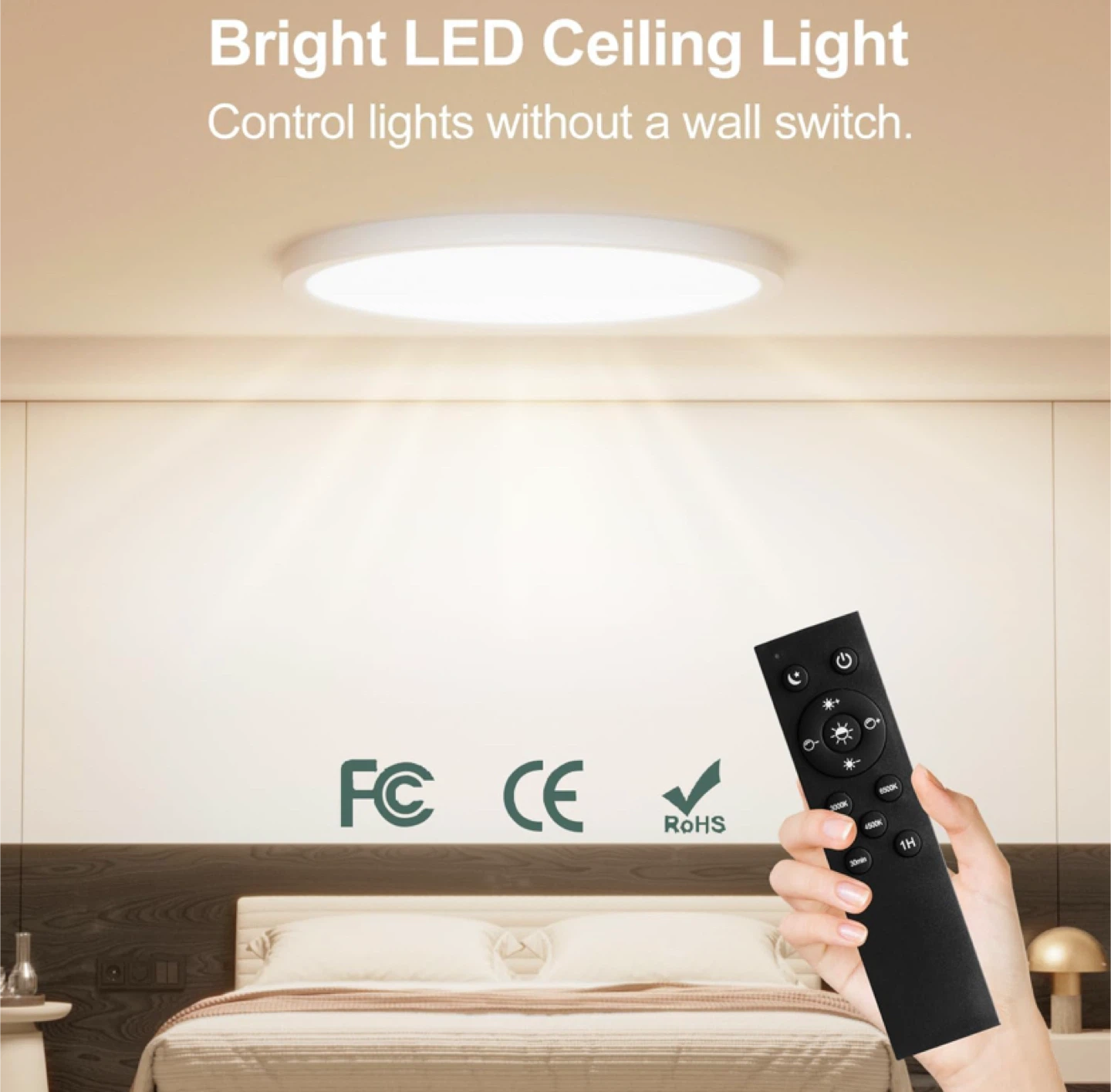 LED Ceiling Light with Remote 12”