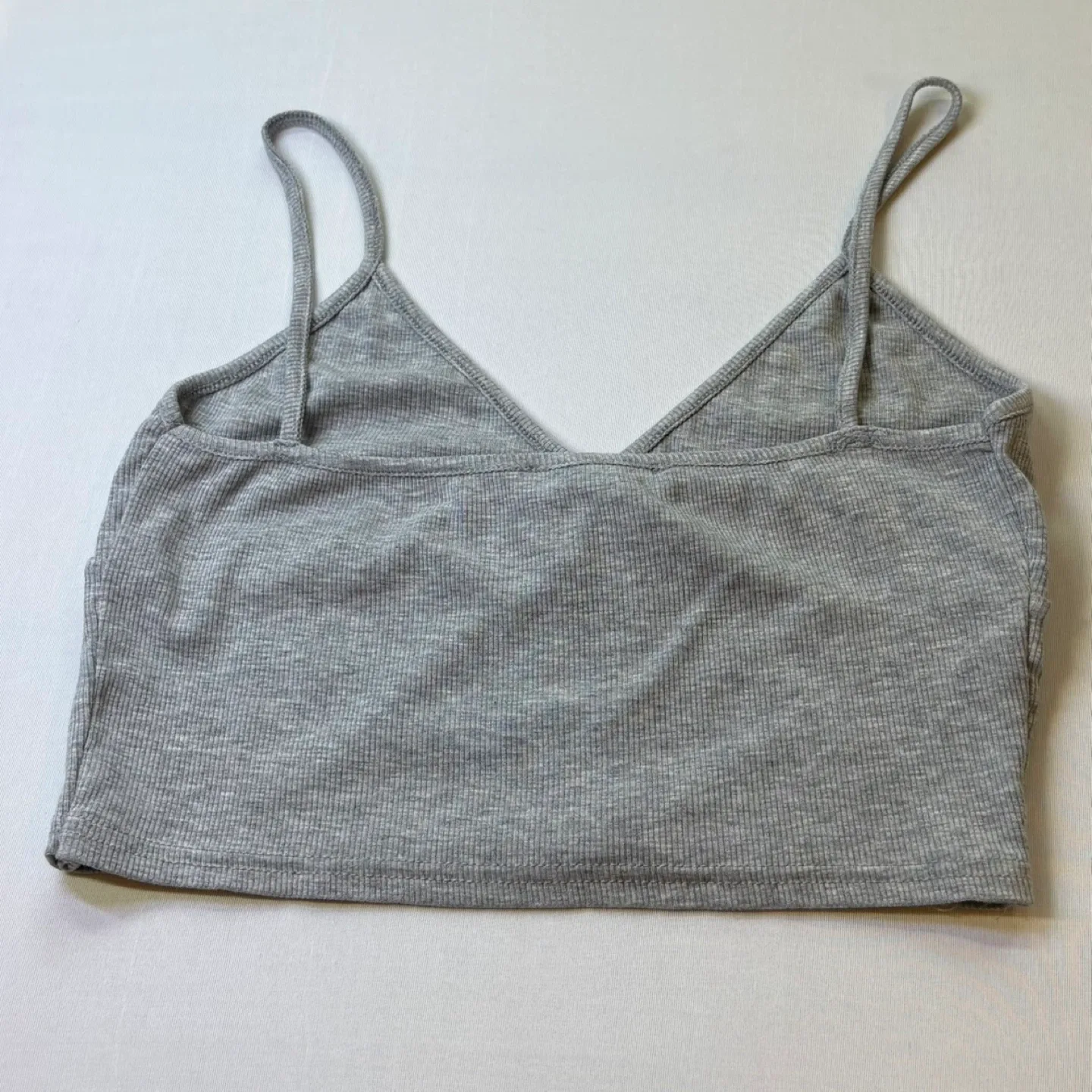 Zaful Set of 2 Ribbed Cami Cropped Tank Tops Cream Gray Sz XL image indicator(3)