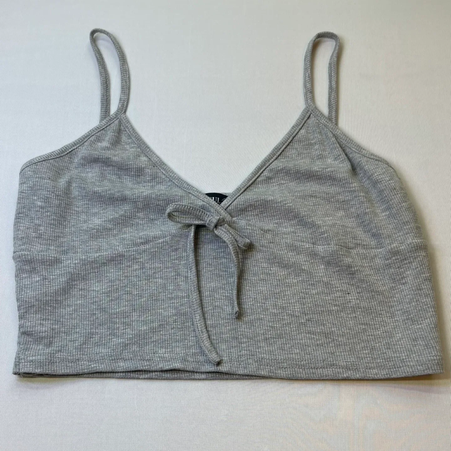 Zaful Set of 2 Ribbed Cami Cropped Tank Tops Cream Gray Sz XL image indicator(2)