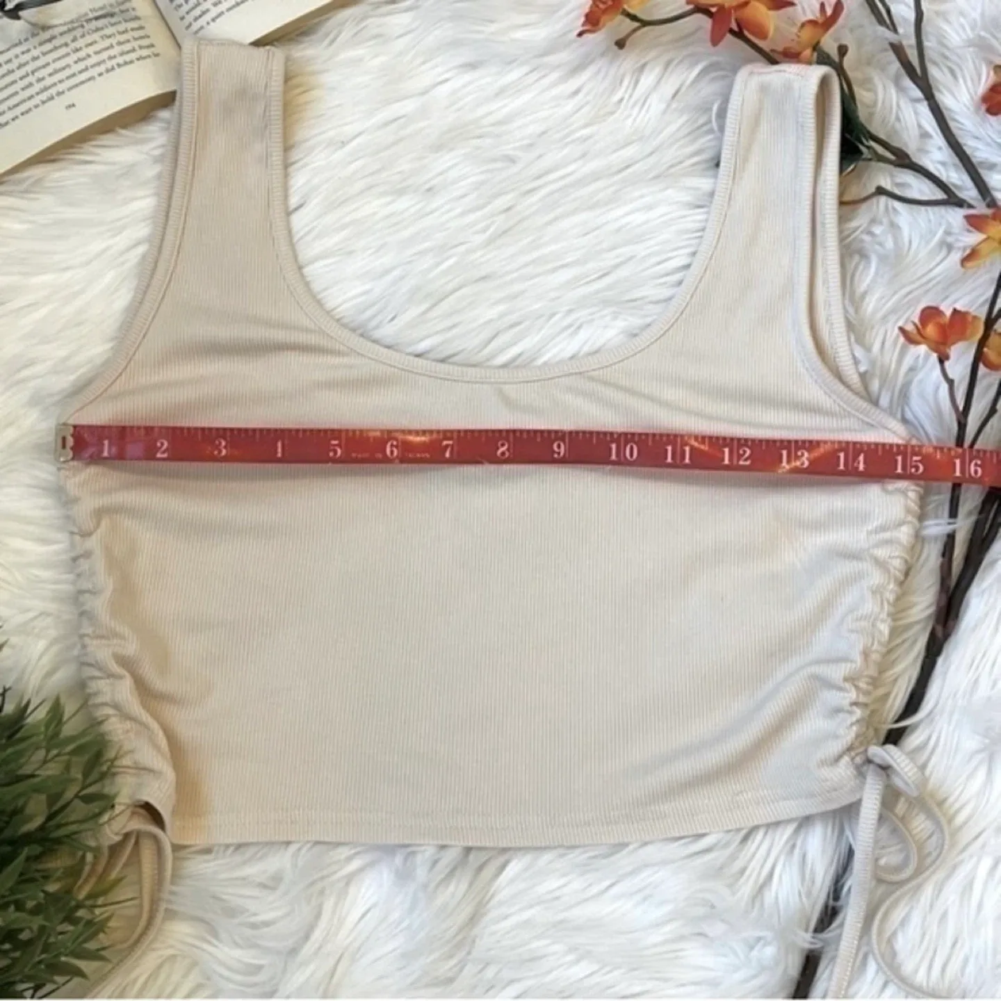 Zaful Set of 2 Ribbed Cami Cropped Tank Tops Cream Gray Sz XL image indicator(7)