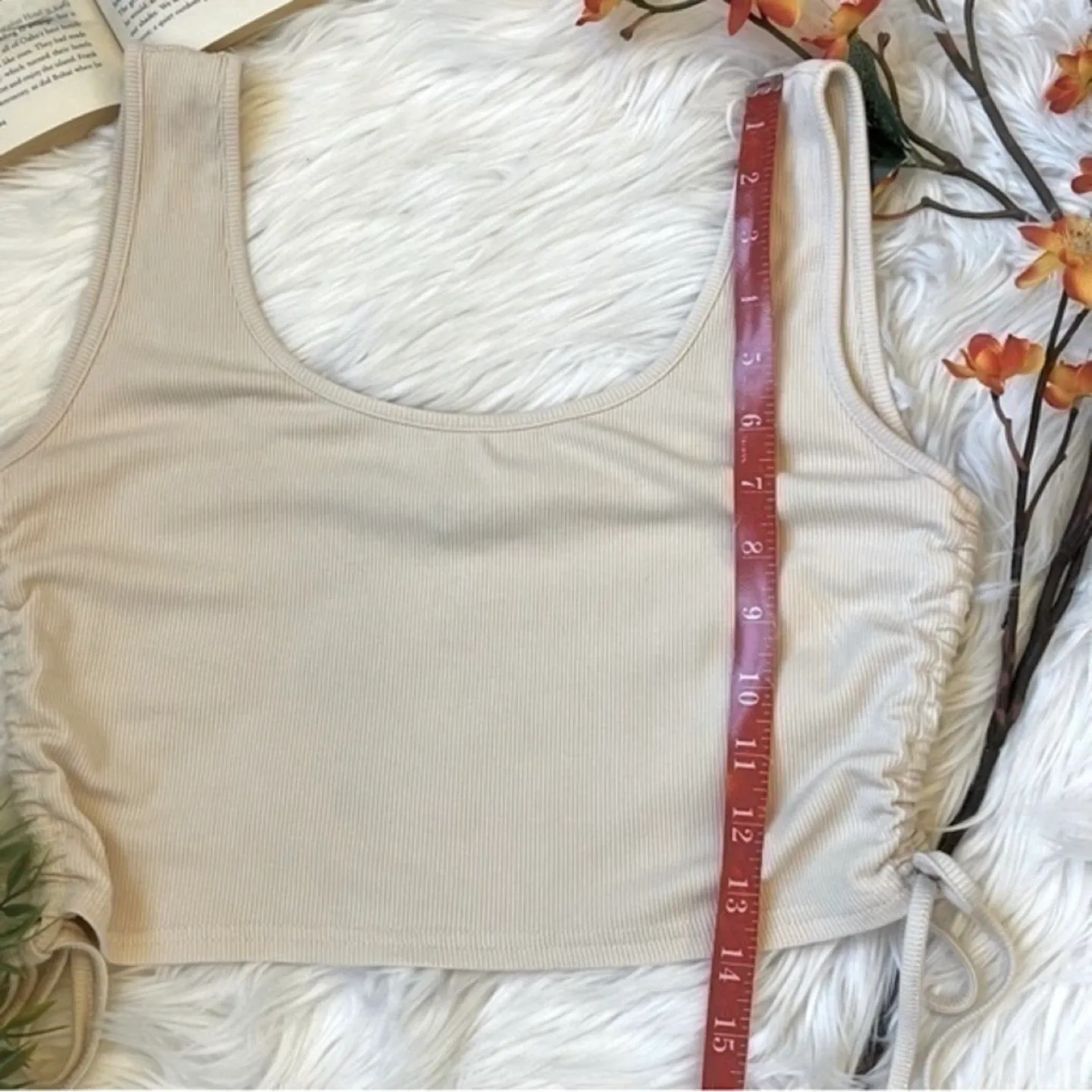 Zaful Set of 2 Ribbed Cami Cropped Tank Tops Cream Gray Sz XL image indicator(8)