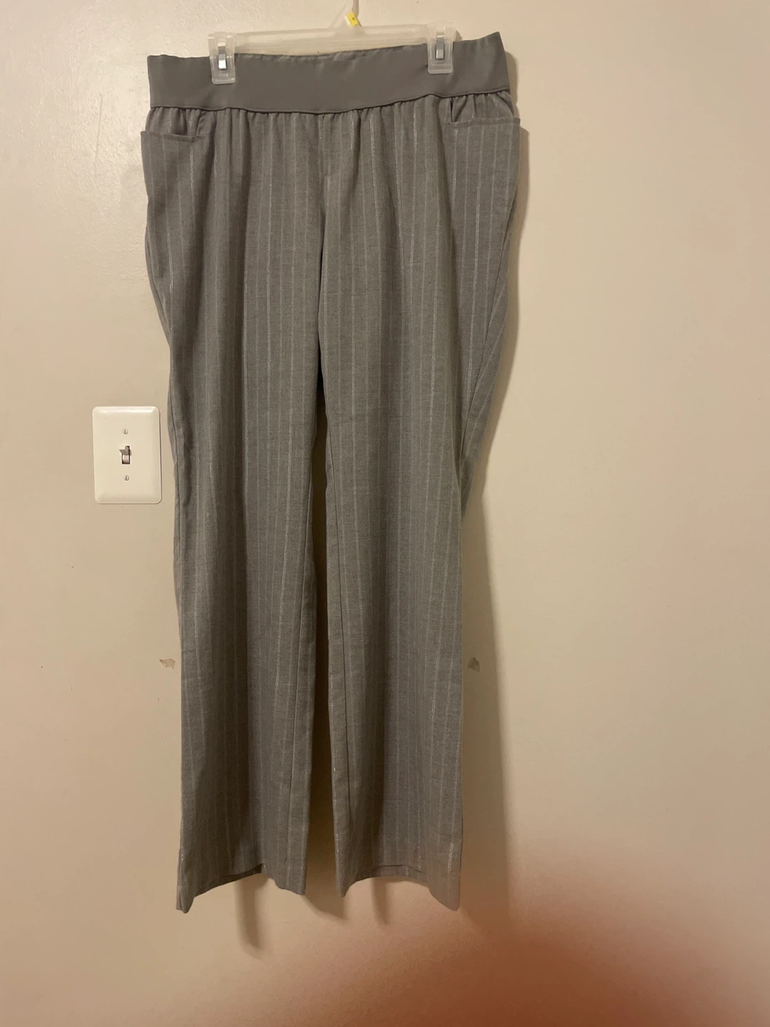 Gray Striped Pull-On Pants