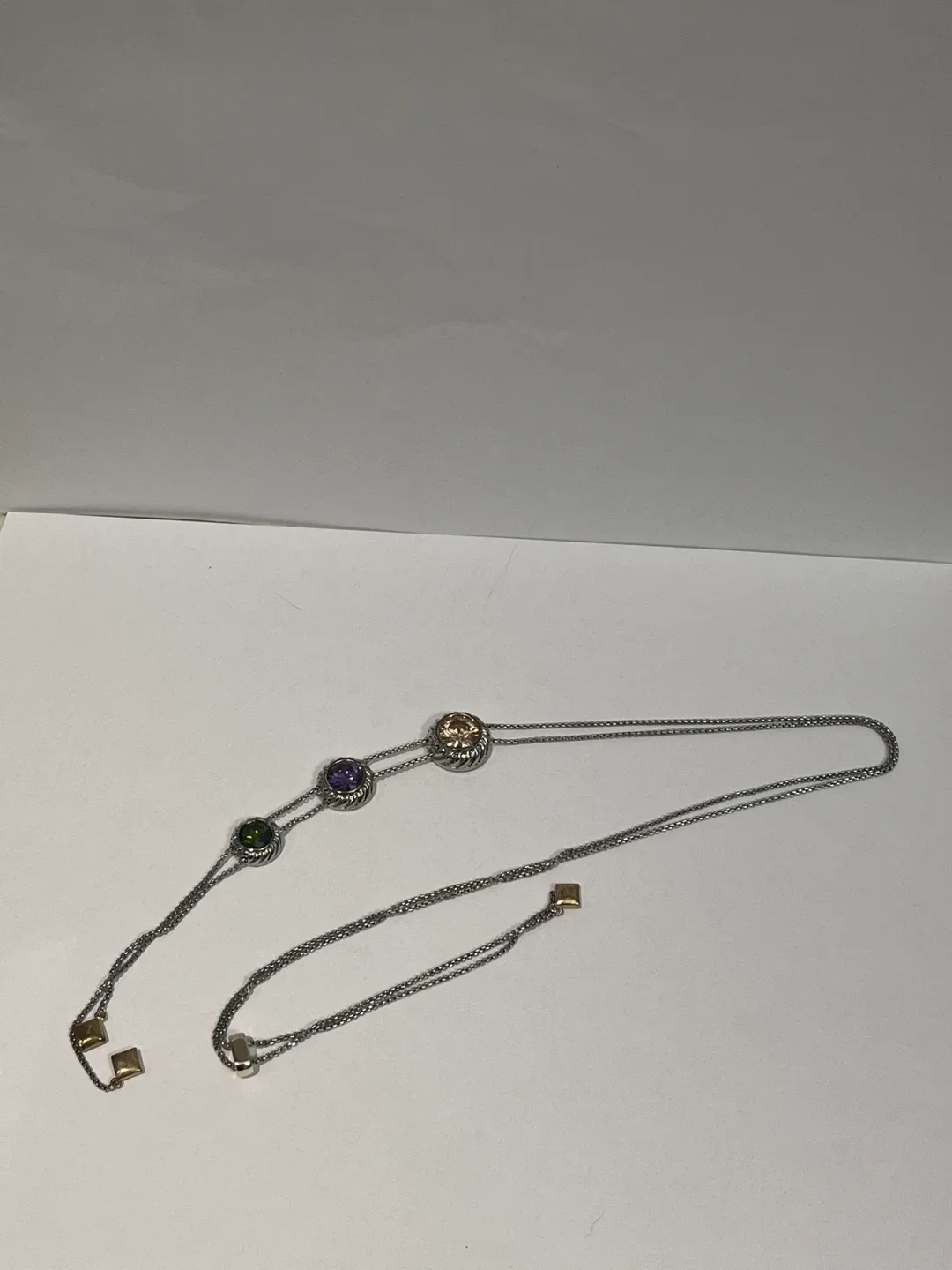 Necklace with Green, Purple, and Peach Stones thumbnail