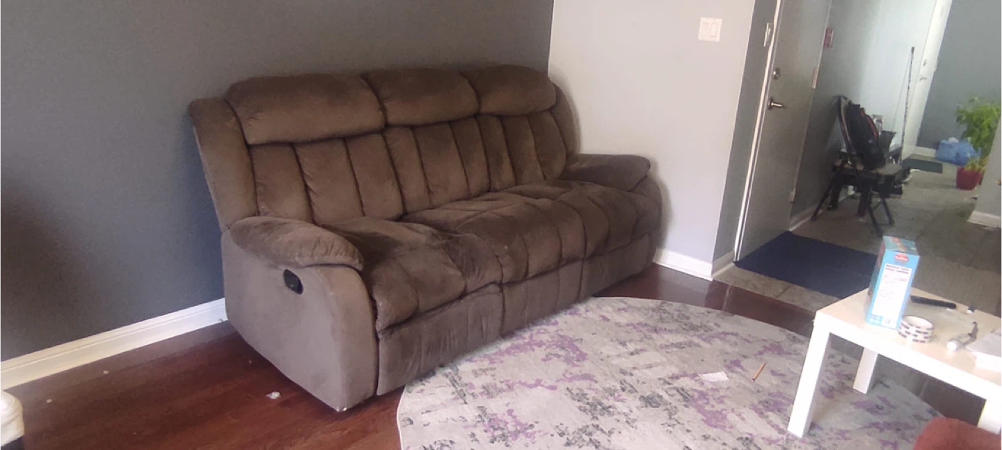 Free Pickup only: Brown Microfiber Reclining Sectional Sofa - photo 3
