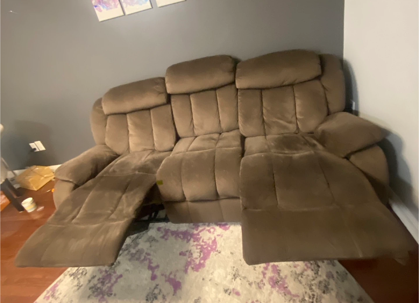 Free Pickup only: Brown Microfiber Reclining Sectional Sofa - photo 4