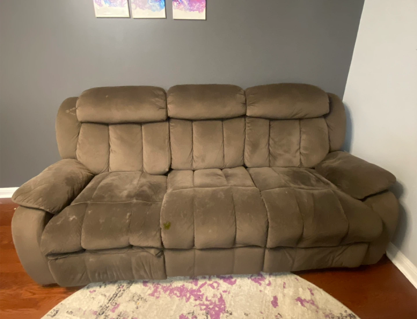 Free Pickup only: Brown Microfiber Reclining Sectional Sofa - photo 2