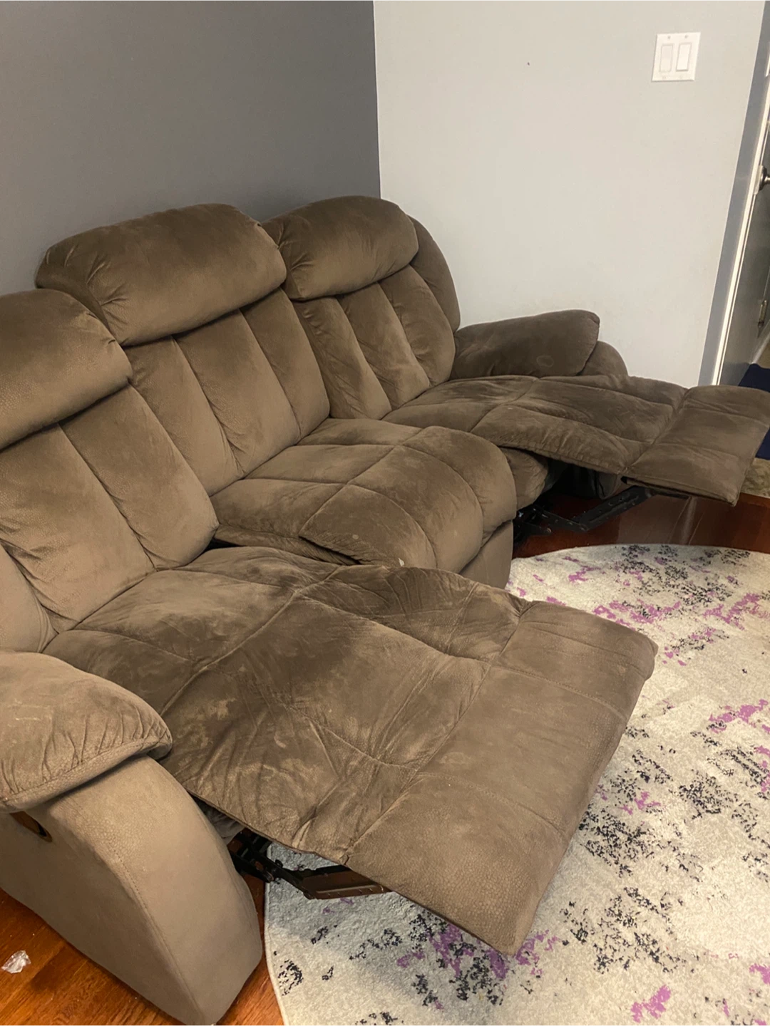 Free Pickup only: Brown Microfiber Reclining Sectional Sofa