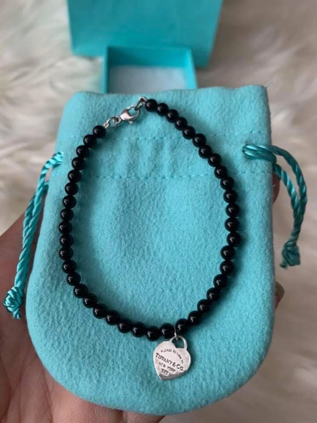 Tiffany & Co. Onyx Heart Tag Bracelet