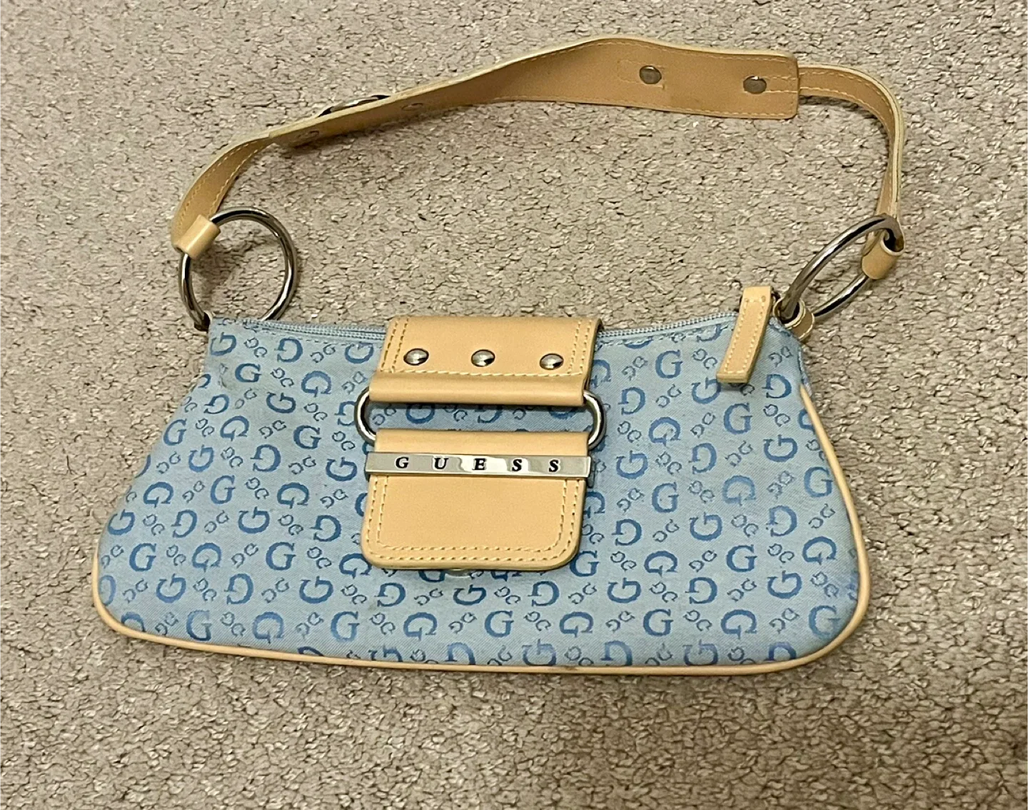 Guess Y2K Blue Monogram Shoulder Bag thumbnail