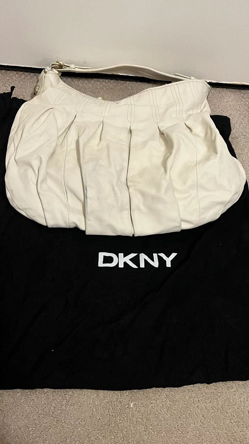 DKNY Cream Leather Hobo Bag image indicator(3)