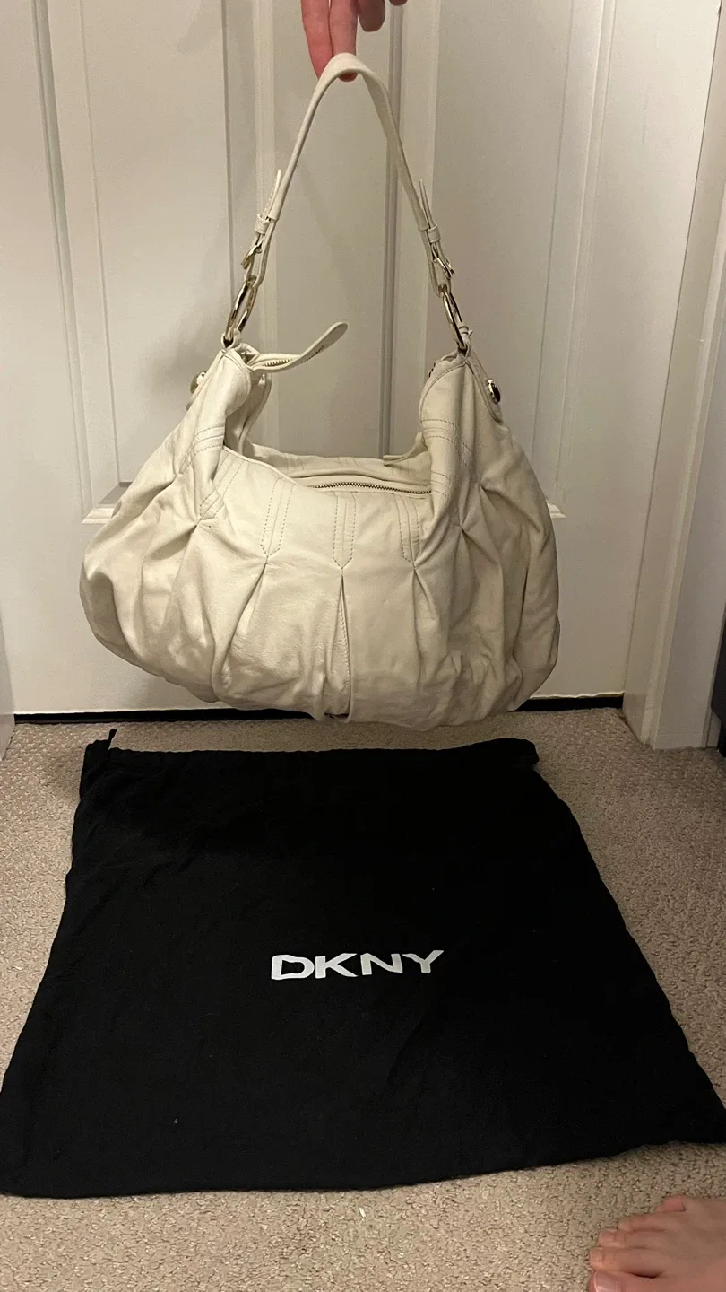 DKNY Cream Leather Hobo Bag image indicator(2)