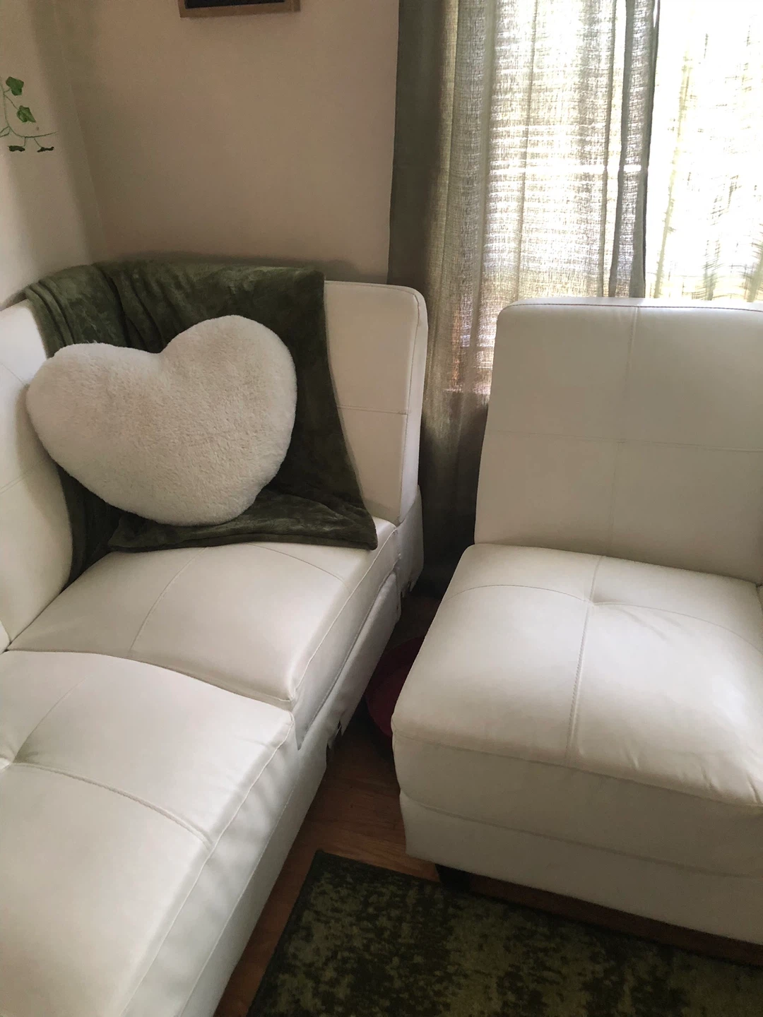 White Leather Sectional Sofa - photo 3