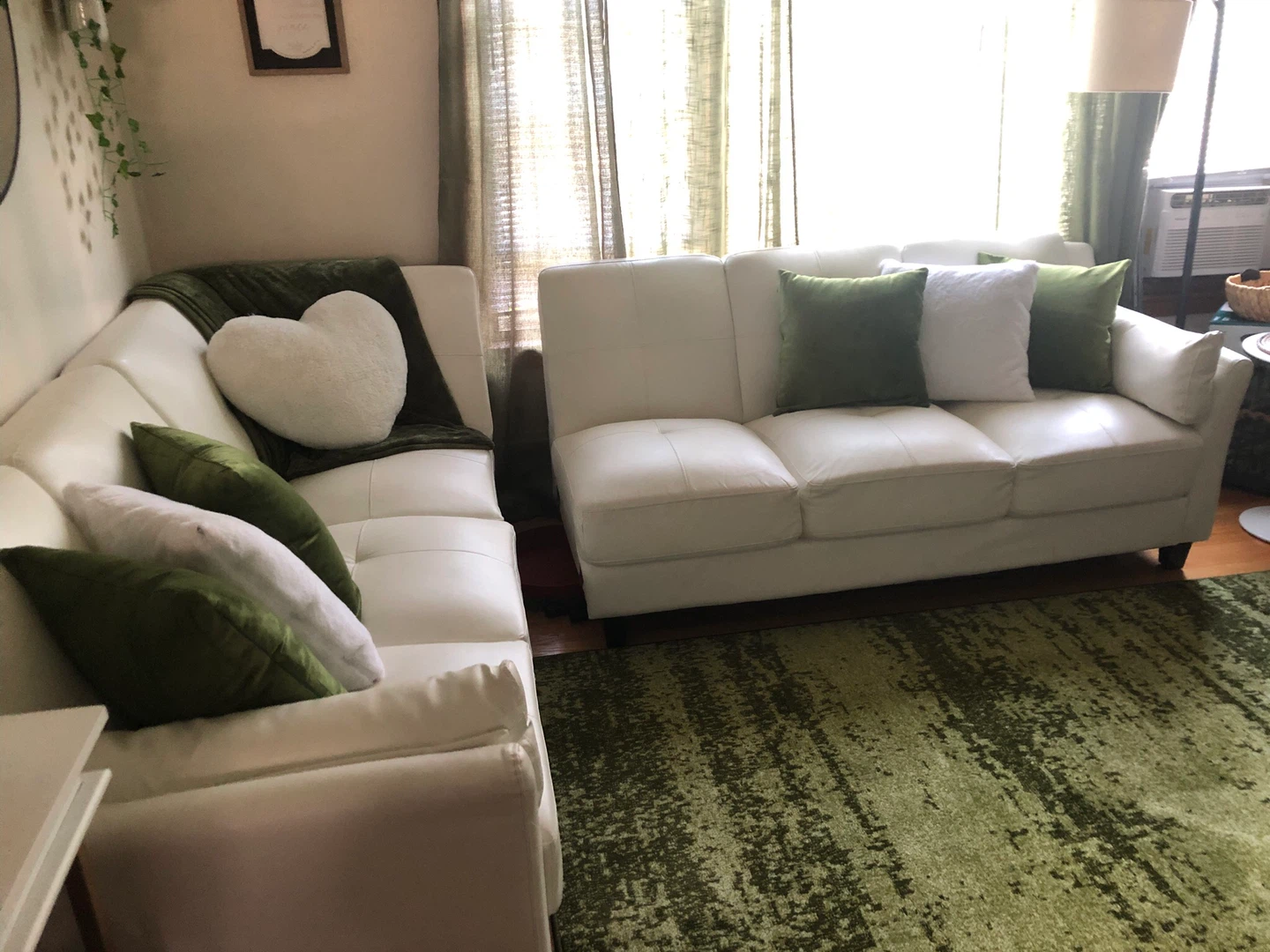 White Leather Sectional Sofa - photo 4