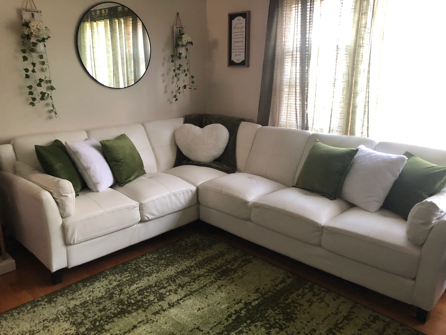 White Leather Sectional Sofa - photo 2