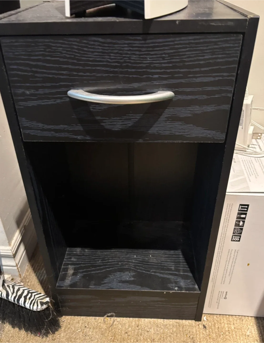 Black Nightstand/ End Table with Drawer thumbnail