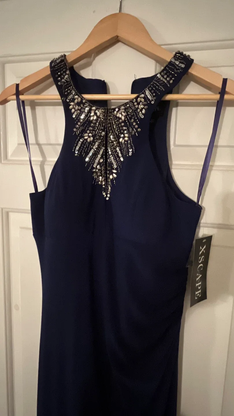 Xscape Navy Blue Beaded  Gown - Size 6 image indicator(2)