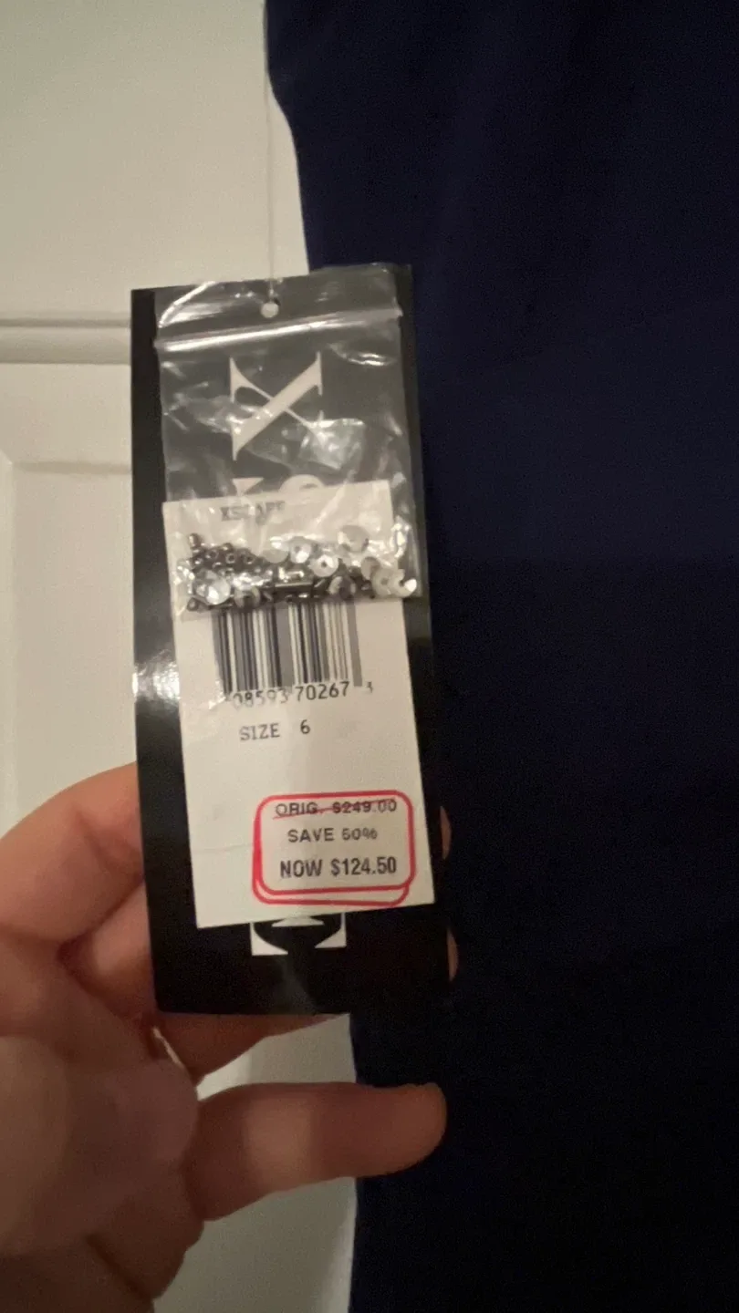 Xscape Navy Blue Beaded  Gown - Size 6 image indicator(6)