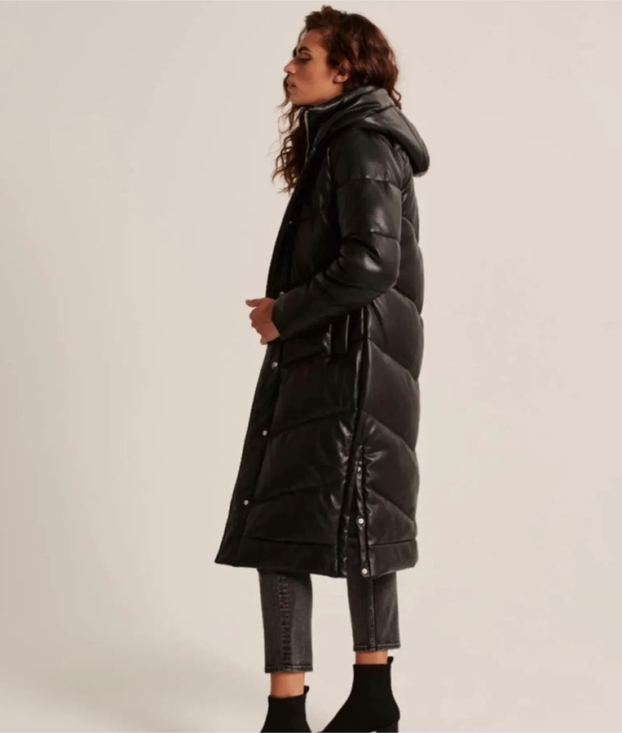 Abercrombie & Fitch Vegan Leather Ultra Long Puffer image indicator(3)