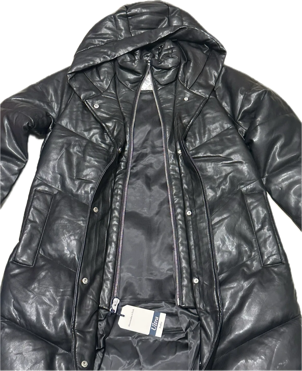 Abercrombie & Fitch Vegan Leather Ultra Long Puffer image indicator(8)